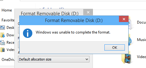 Windows Was Unable to Complete The Format