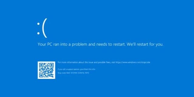 Bad System Config Info