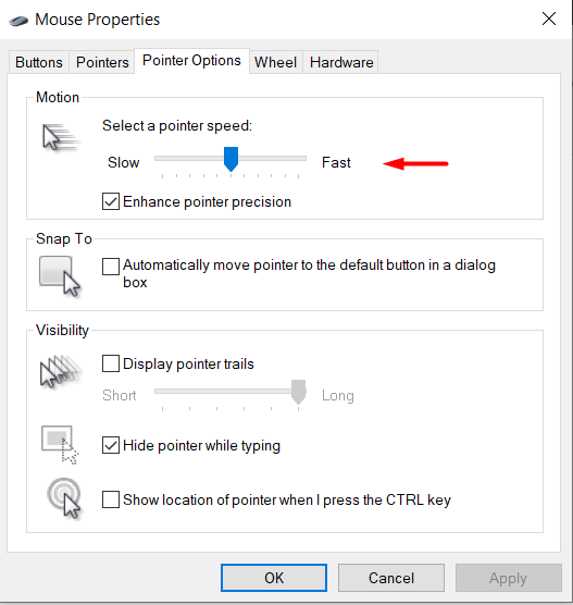 change laptop touchpad sensitivity using control panel