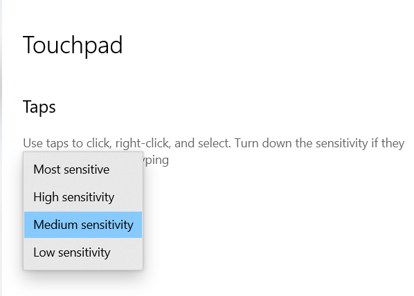 change laptop touchpad sensitivity using settings