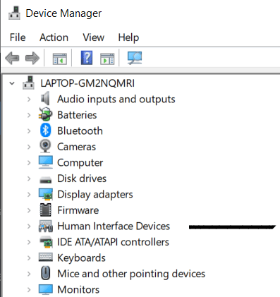 device manager to disable touch screen 