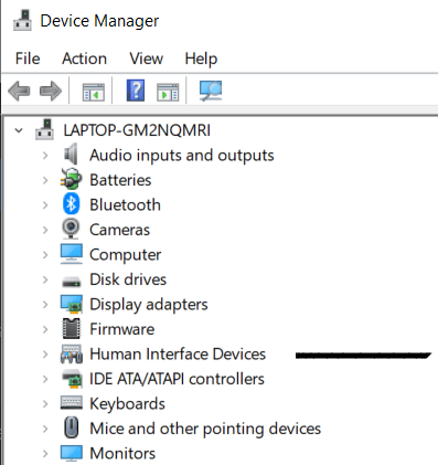 device manager to disable touch screen