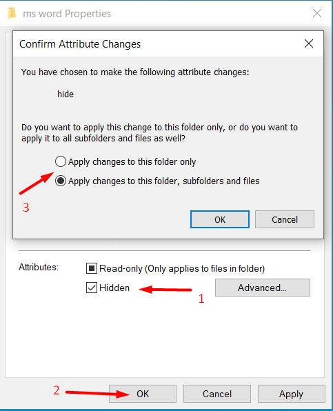 hide a folder on windows 10 using file explorer