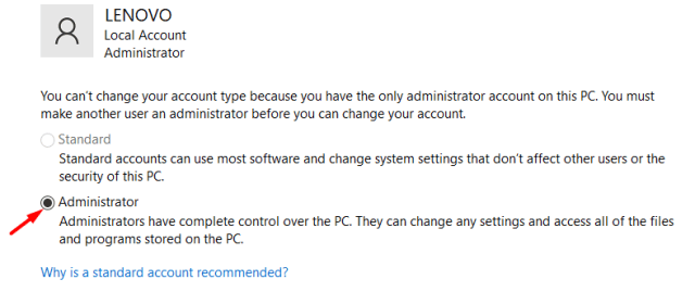 change administrator on windows 11 via control panel